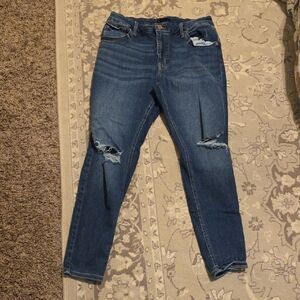 Edgely By MAURICES Dark Blue Ripped Skinny Jeans 14W